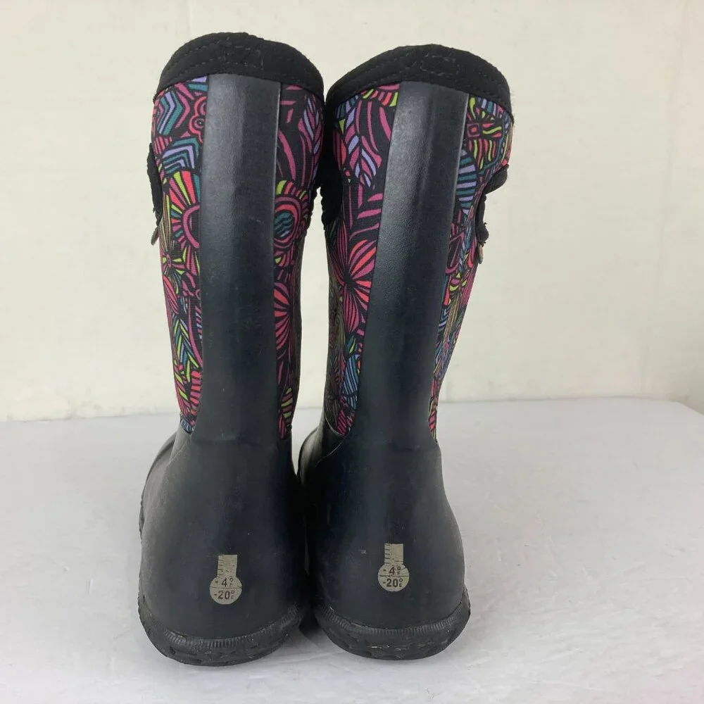 BOGS‎ Girls Sz 4 Insulated Waterproof Snow / Rain Winter Boots Floral Pull On